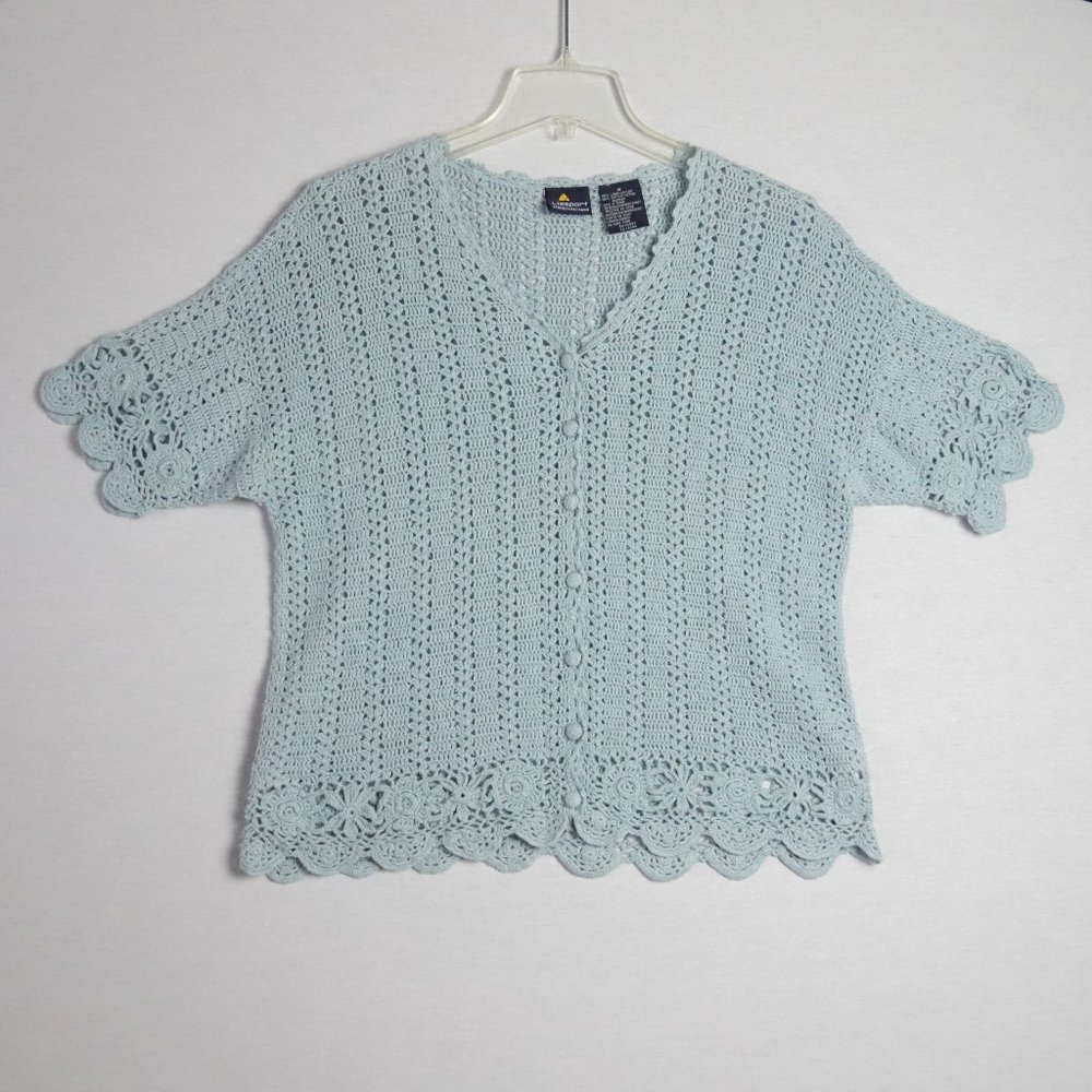 Vintage Lizsport Hand Crocheted Crop Sweater